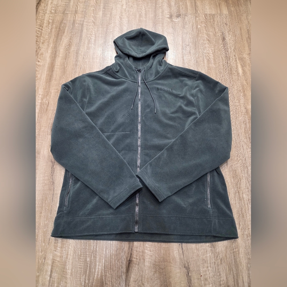 Nobull Hoodie Mens Pre-owned Fleece Full Zip Thermal Gray Hoodie Jacket 2XL.